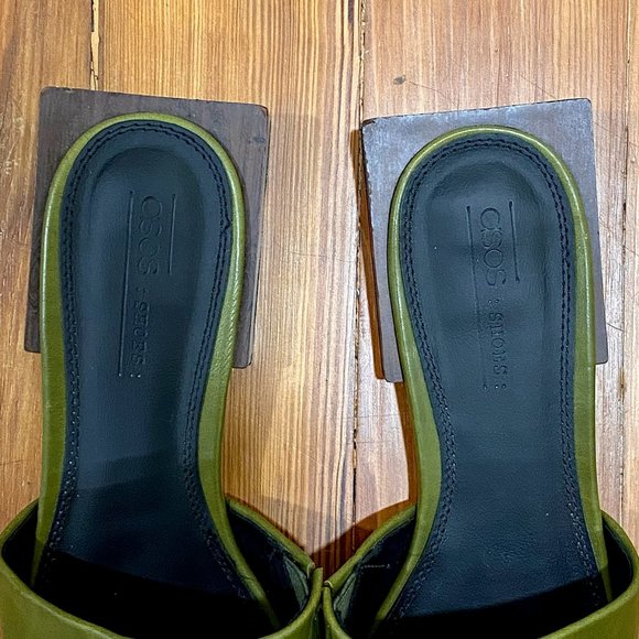 ASOS || OLIVE BLOCK HEEL FLATS - Picture 3 of 5